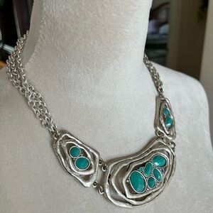 Silver and turquoise necklace with adjustable clasp